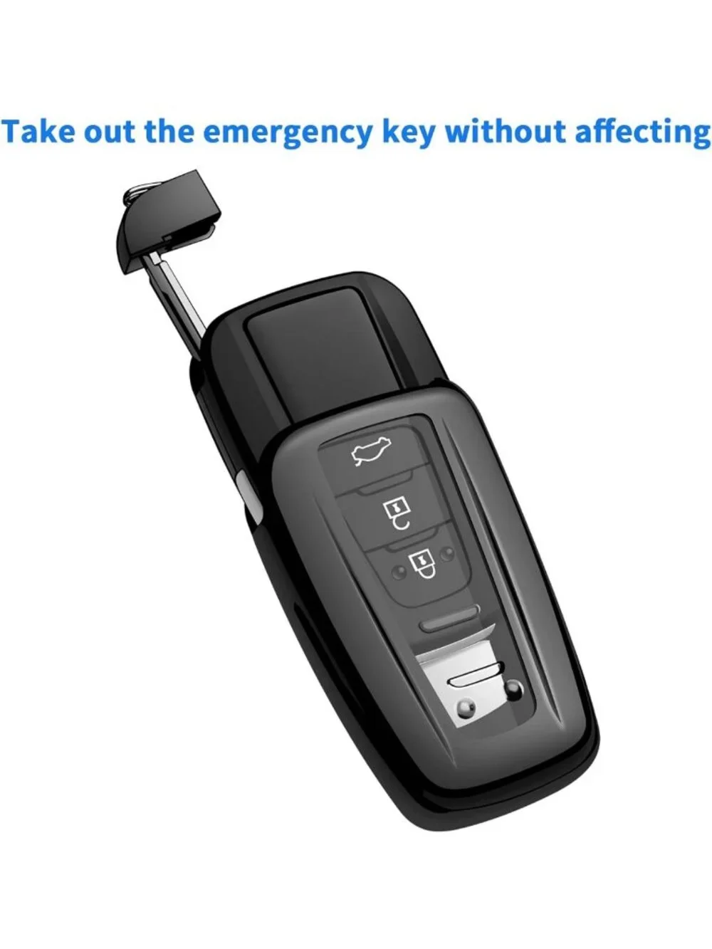 Soft TPU Key Fob Cover & Keychain for 2019-2025 Toyota Rav4 - Black Shell Case